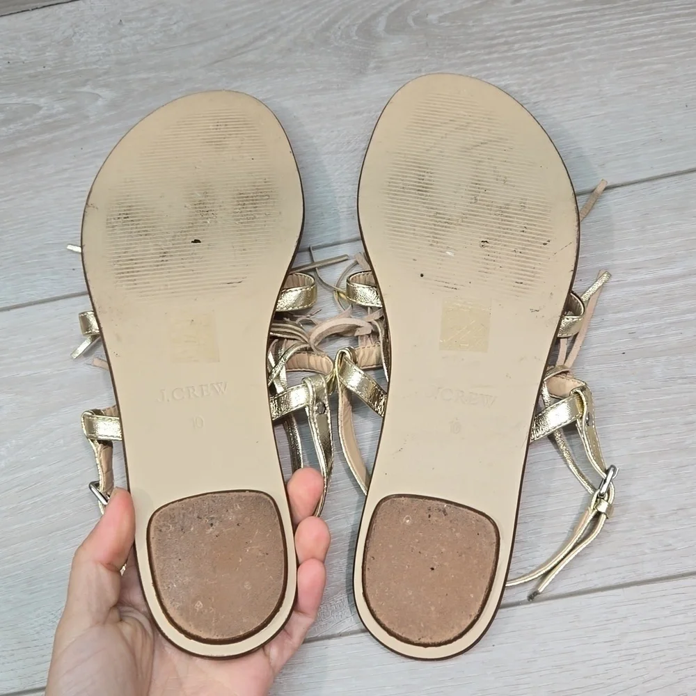 J.Crew Women Leather Tassel Sandals shoes sz 10